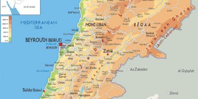 Kartta Libanonin fyysinen