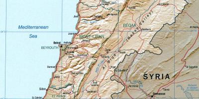 Kartta Libanonin maantiede