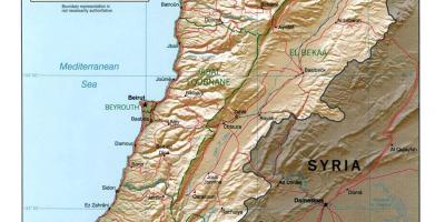 Kartta topografinen Libanon